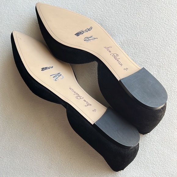 Like new Sam Edelman “Rooney” black suede leather pointy toe flats size 9.5. - Picture 6 of 8